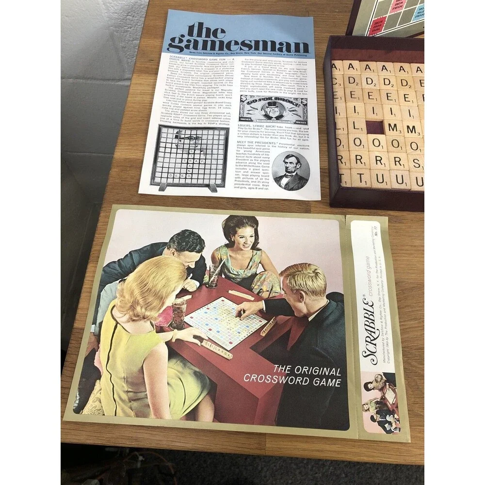 Vintage Scrabble Crossword Game Selchow & Righter SelRight 1953 Missing 1 